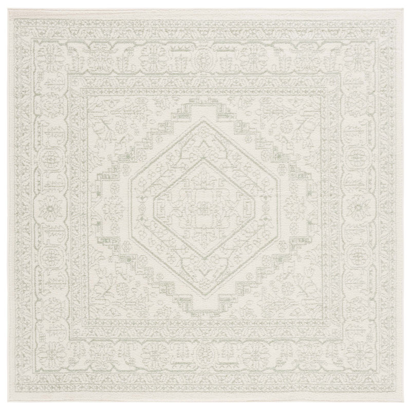 Arrietty Oriental Machine Made Area Rug in Sage/Ivory, Square 6', Sage/Ivory