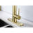 High Arc Single Handle Kitchen Faucet In Gold Stainless Steel, Pull Down , 360 Degree Swivel, 3.87 Lb Modern Handle, Deck Plate Included-125036352