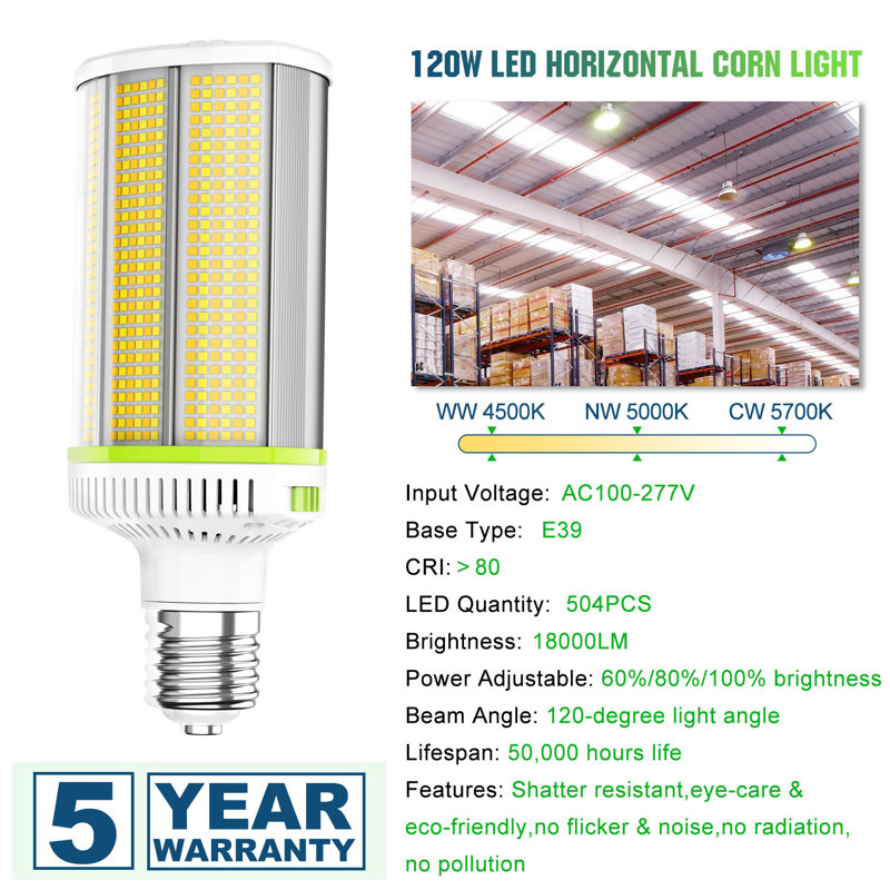 Ampoule à DEL 120W 4500K / 5000K / 5700K, 120W, AC 100-277V