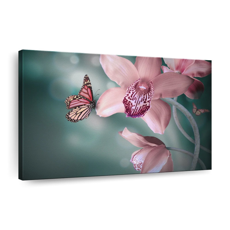 Impression sur toile papillon orchidée, H 32 po x l 48 po x P 1,25 po