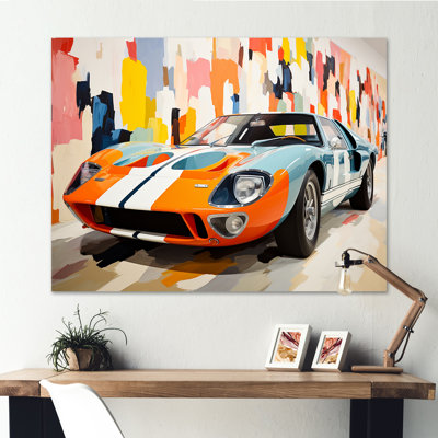 Orange orange, voiture de course American Gt - art mural
