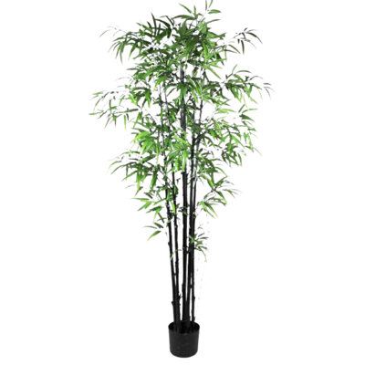 1-pack 5ft Artificial Black Bamboo Tree With 1045 Leaves – Realistic Faux Indoor Plant, Modern Decorative Tree For Home, Office, Living Room Décor