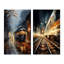 «Train Misty Morning Pointillism», 2 pièces sur toile-505029473-505029475