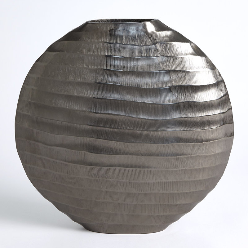 Aluminum Table Vase, Black Nickel, 15.25" H x 15.5" W x 4" D
