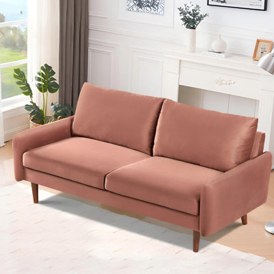Modern Velvet Sofa with Tapered Wooden Legs