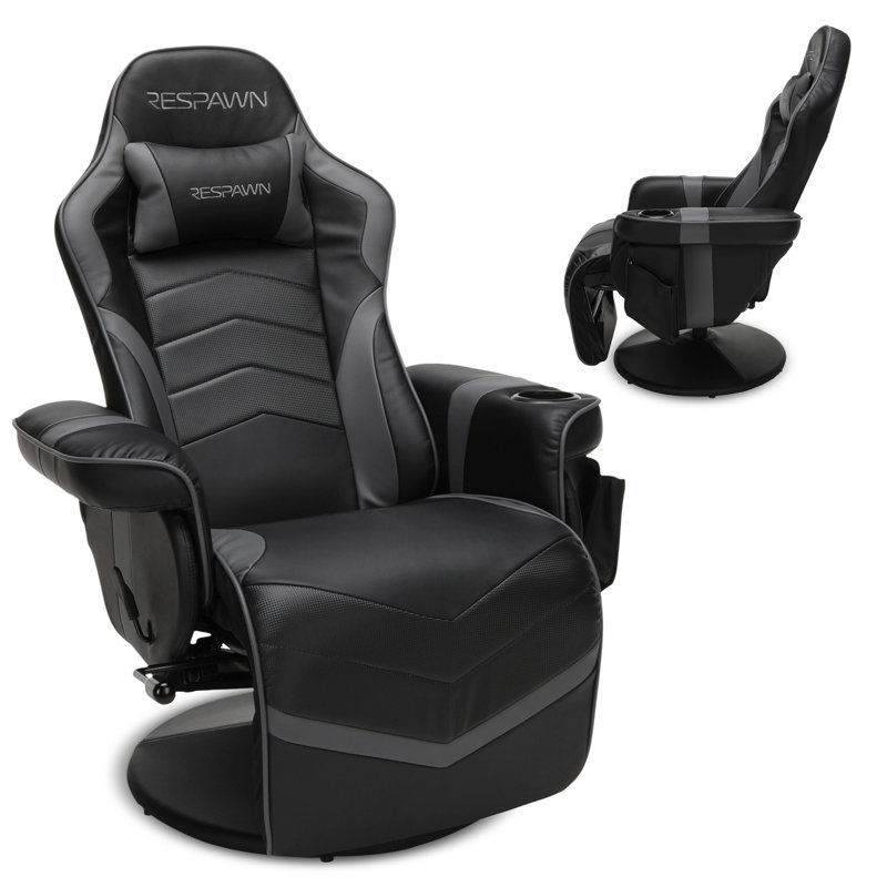 Fauteuil inclinable de jeu avec repose-pieds et support lombaire RESPAWN 900, Gris / noir