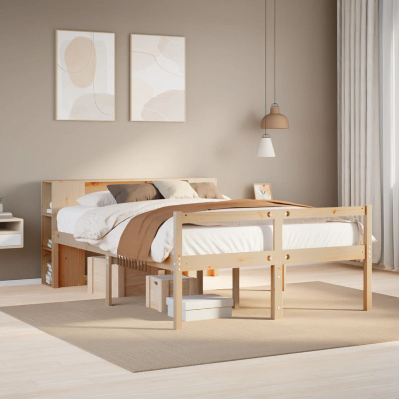 Bookcase Bed Without Mattress Solid Wood Pine, 126 x 219.5 cm