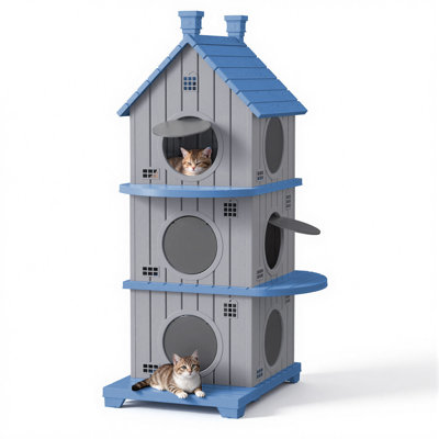 Maison de chat d'extérieur en résine avec porche