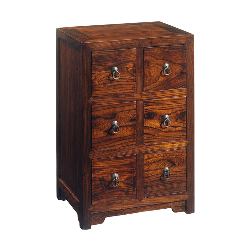 Hangzhou 45cm W Solid Wood Bedside Table, Warm Elm