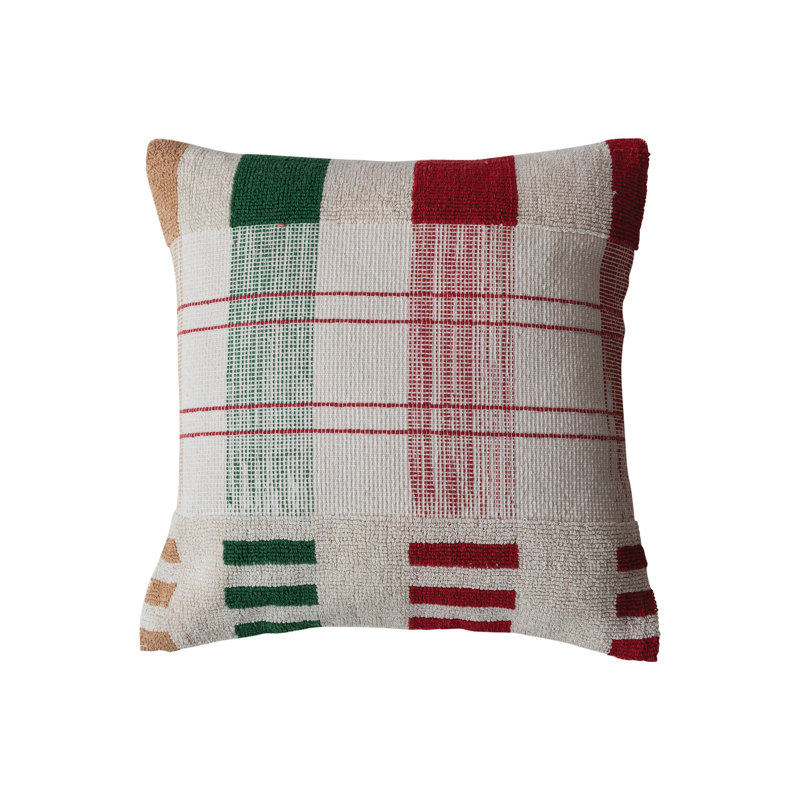 Square Textured Woven Cotton Pillow
