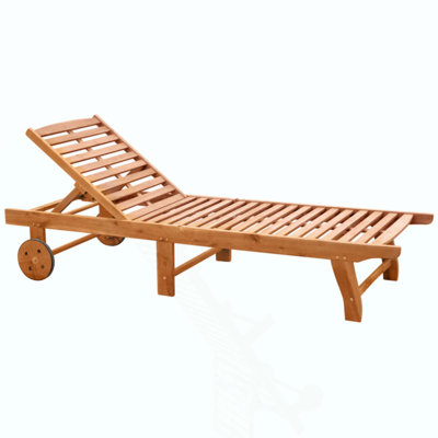 Chaise longue inclinable d'extérieur pliante avec roulettes, structure en bois d'acacia