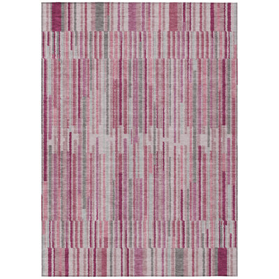 Machine Washable Indoor/Outdoor Xhevrie Blush Rug