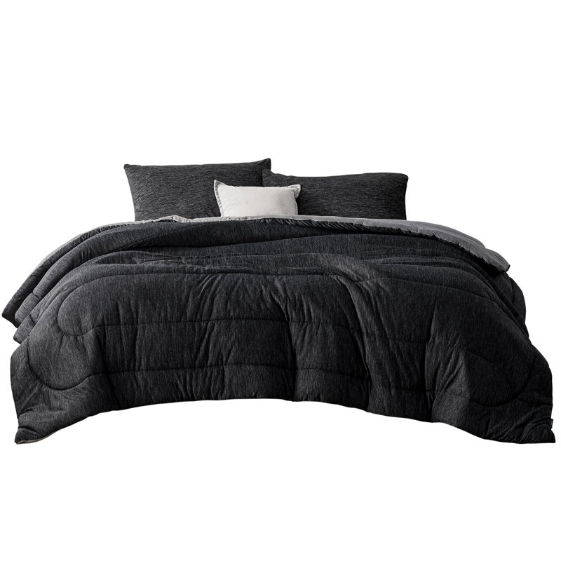 Bedsure Cooling And Warm Bed Set, Charcoal Black Reversible, Full Comforter with 2 Pillowcases