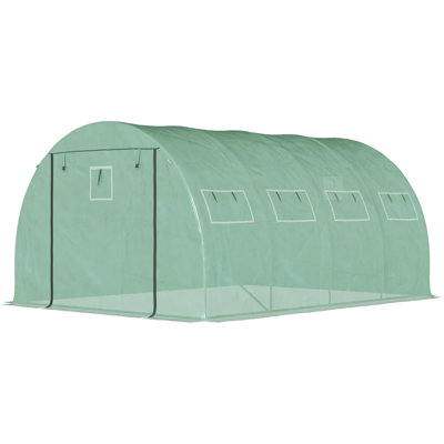 Serre pour plantes 13 pi x 10 pi 6,5 pi, acier galvanisé, 2 portes en filet à fermeture à glissière, 10 fenêtres, environnement régulé, jardinage, bloc,