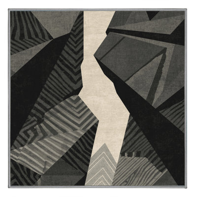 Tapis gris moelleux moelleux à motif géométrique rustique gris