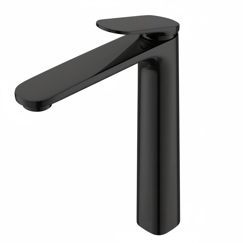 Ruvati Este Single Handle Stacked Vessel Bathroom Faucet in Matte Black , Black