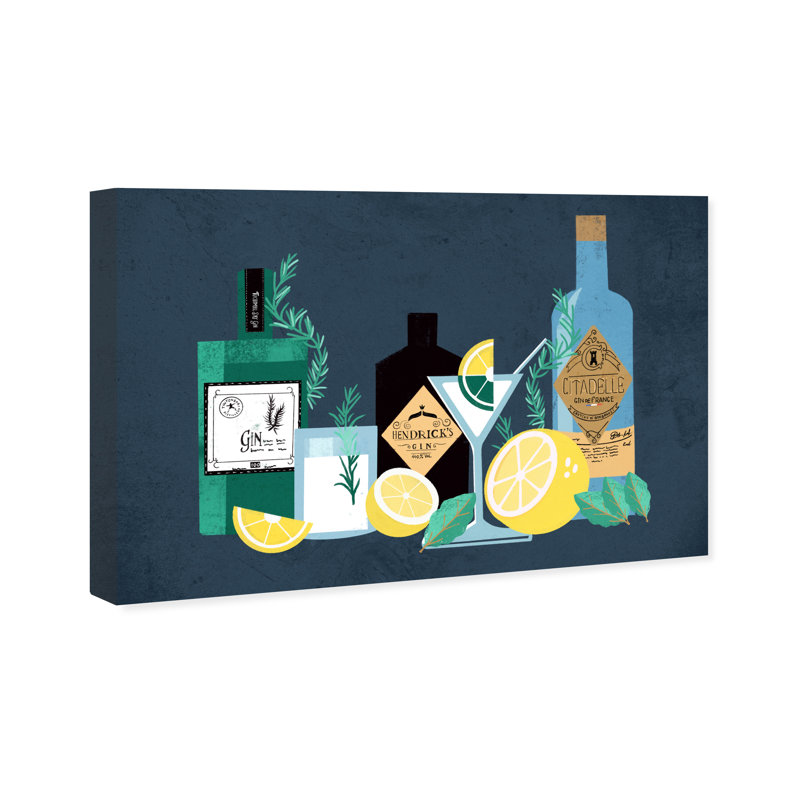 Gin Tonics - Impression sur toile, H 36 po x l 54 po, Toile tendue