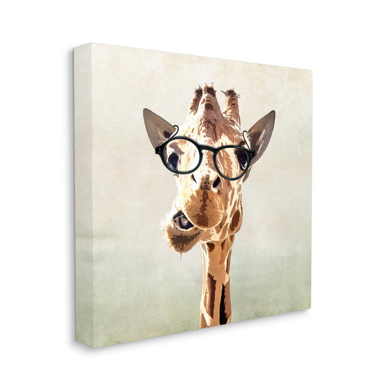 «Drôle de mâcher des verres de girafe sur toile» par Karen Smith, impression, H 17 po x l 17 po x P 1,5 po