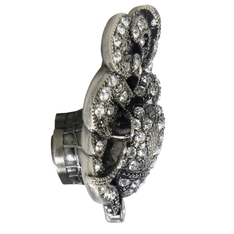 CHARLOTTE KNOB DECORATED WITH CLEAR SWAROVSKI CRYSTALS IN ANTIQUE NICKEL PLATE