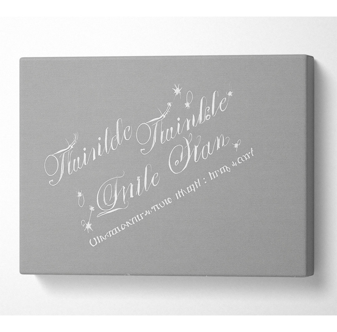 Kinderzimmer Zitat Twinkle Twinkle Little Star 2 Grau Weiß - Wrapped Canvas Kunstdrucke