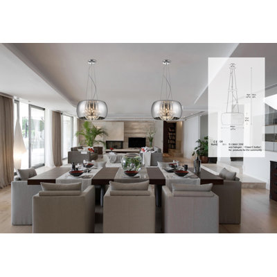 Accomac 5 - Light Unique/Statement Drum Pendant with Crystal Accents