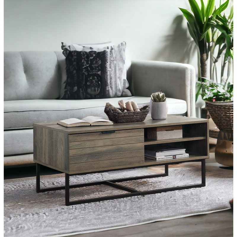 Homare Rustic Oak & Black Finish Coffee Table