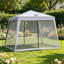 Pavillon de jardin 10 pi x 10 pi avec auvent résistant aux rayons UV et rideaux en maille, tente d'extérieur en acier thermolaqué