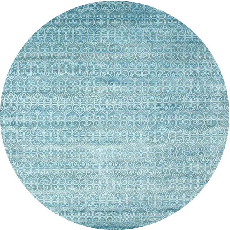 Tapis abstrait bleu, Rond 7 pi