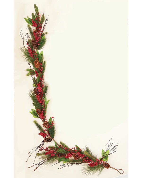 72L Faux Twig Garland w/ Nests, Pinecones & Berries, Multi Color