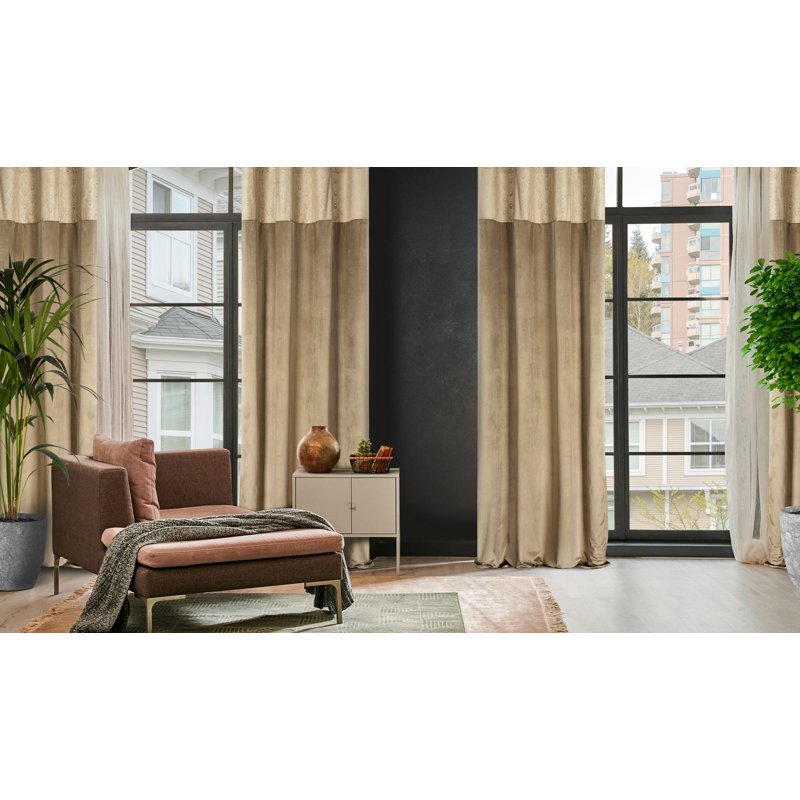 Design 91 Polyester Room Darkening Eyelet Curtains Panel, Beige