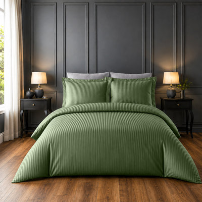 Imperial Homeware London Microfiber Striped Duvet Cover Set with Pillowcases