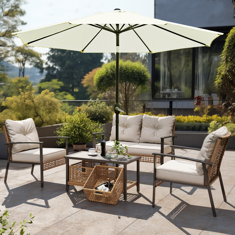Parasol de marché inclinable 108 pi Jaenis, Beige