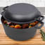 Étuve en fonte 2 en 1 avec couvercle de poêle, casserole pré-assaisonnée de 5 pintes avec deux poignées pour le camping et le barbecue