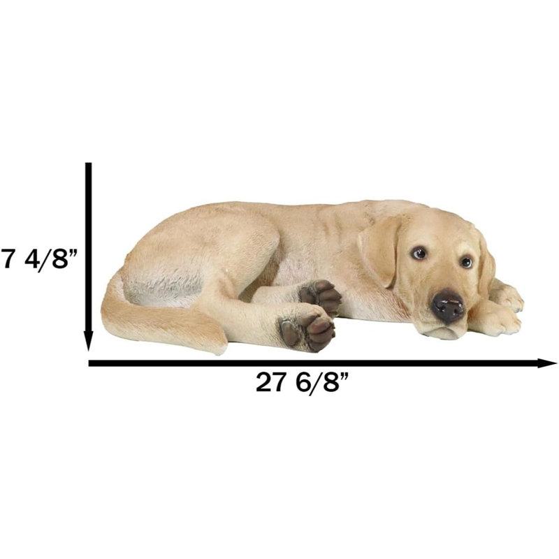 Large Realistic Sleeping Yellow Labrador Retriever Statue 21"H Golden Retriever