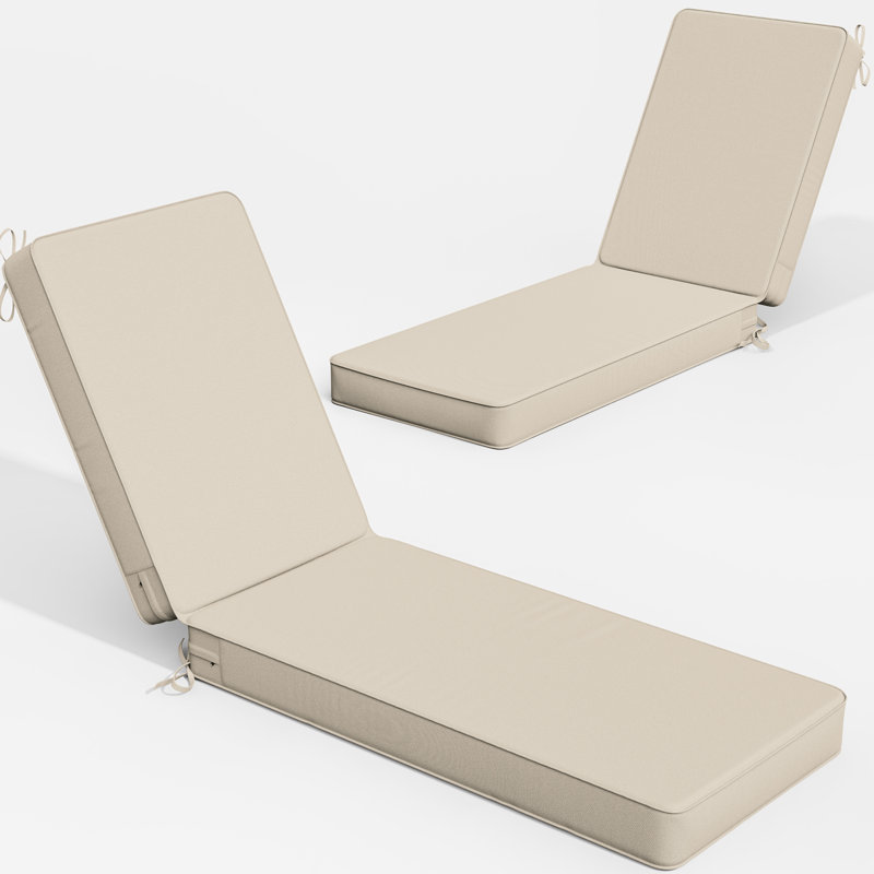 Coussins de chaise longue d'extérieur 4 po l 26 po x L 80 po, 2, L 26 po x P 80 po, Beige