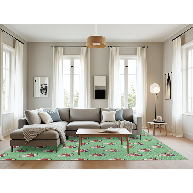 Tapis décoratif vert d’Arilla, Rectangle 8 pi x 10 pi
