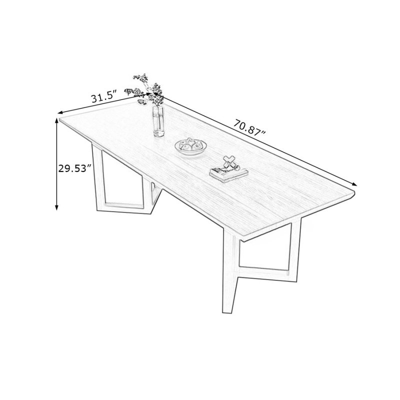 Table de salle à manger rectangulaire en bois massif, H 29,53 po x L 70,87 po x l 31,5 po