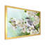 Oiseau gris sur une branche d'un arbre en fleurs - Peinture sur toile-60162850-60162851