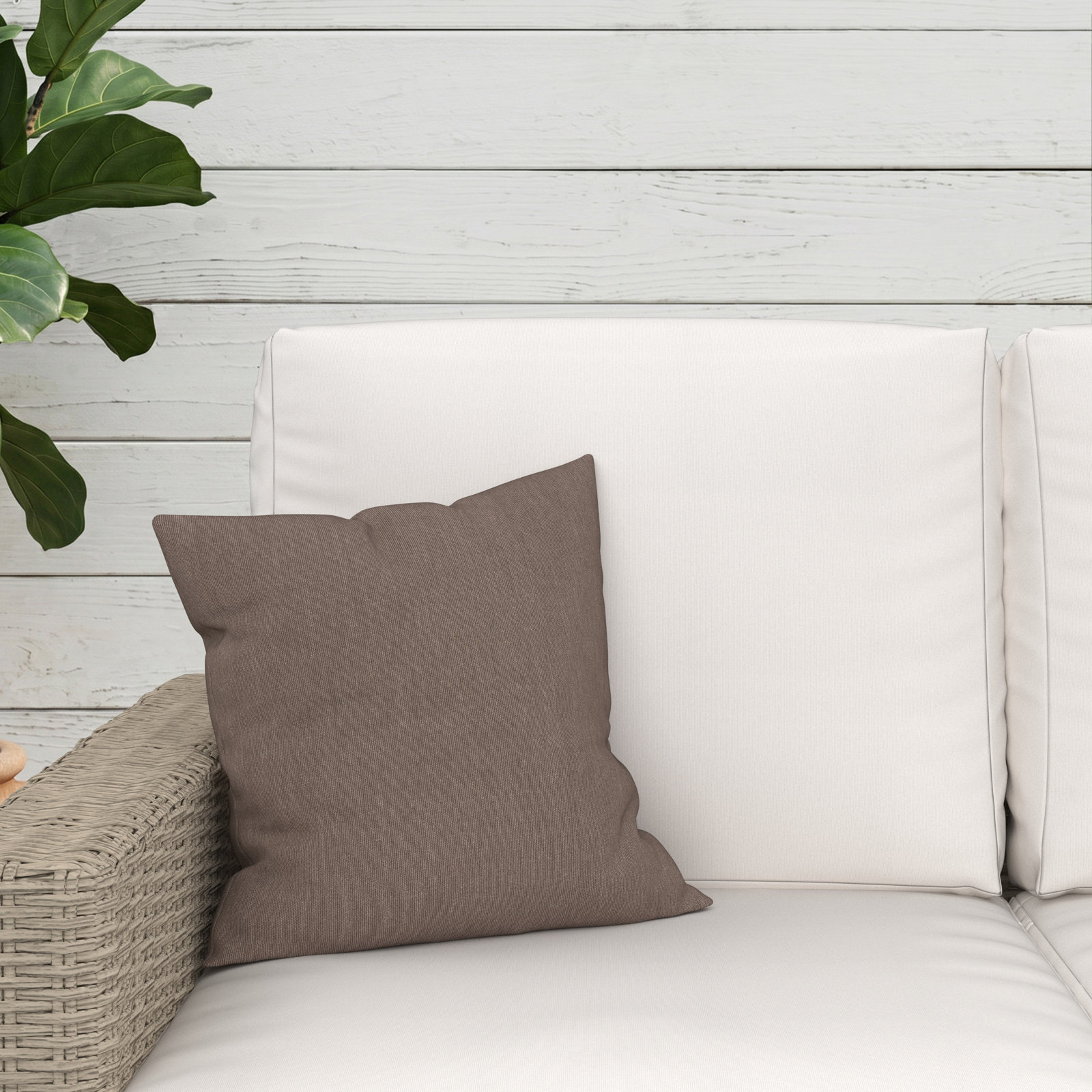 Gabi Indoor/Outdoor Throw Pillow, Square 16", Sunbrella® Play Mocha