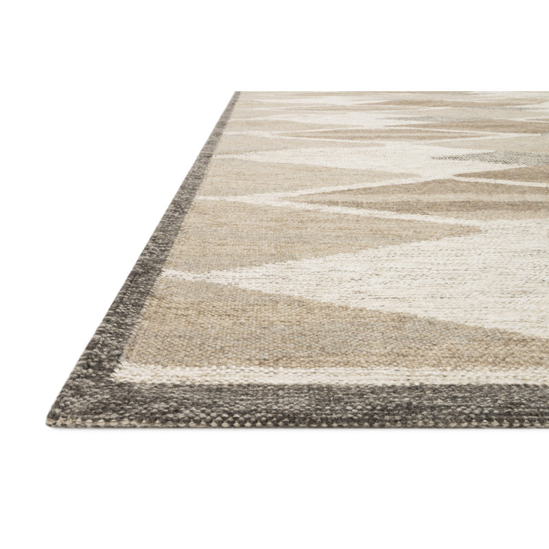 Tapis taupe / écorce tissé à plat à la main Evelina, Rectangle 9 pi 3 po x 13 pi