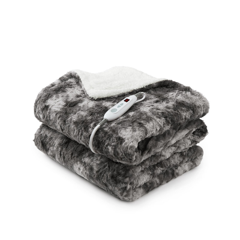 Heated Throw Blanket, Grey