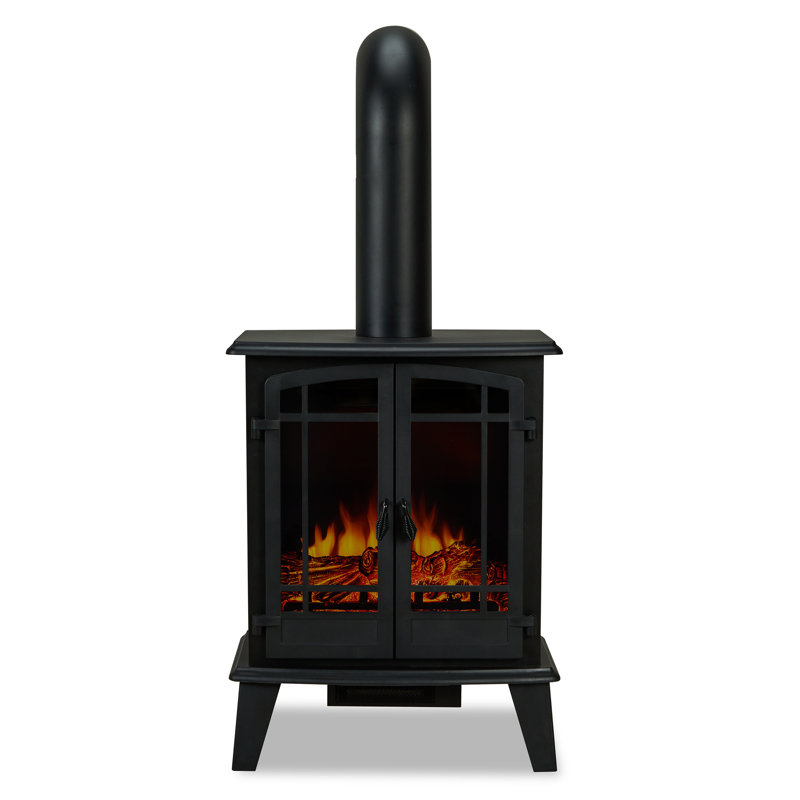 Foster Black Metal Free-Standing Electric Fireplace with Mantel