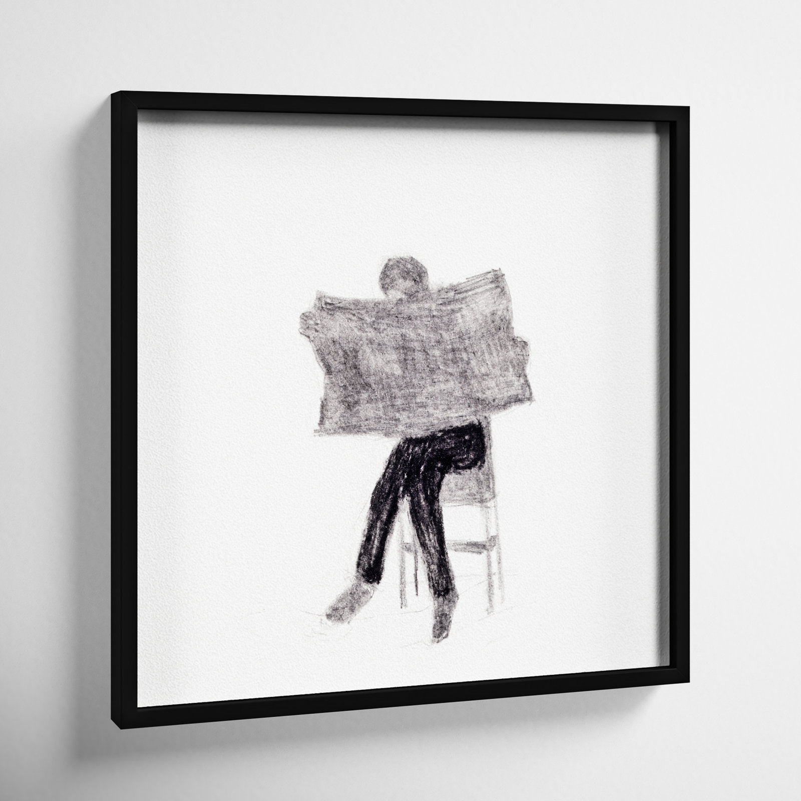 I Read the News Today Painting, Black, 16" H x 16" W