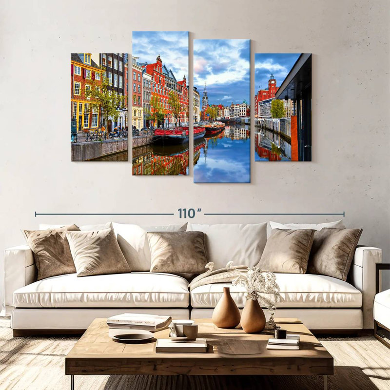 Picturesque amsterdam canal Sireci, H 54 po x l 84 po