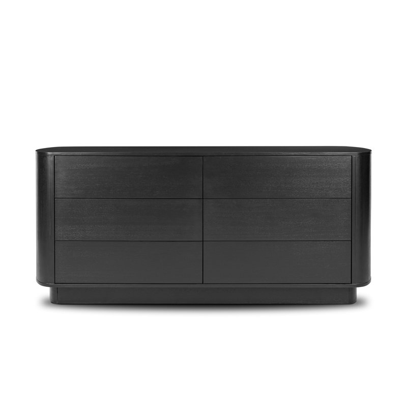 Paden 6 Drawer Dresser-Seasoned Brown Acacia, Aged Black Acacia;