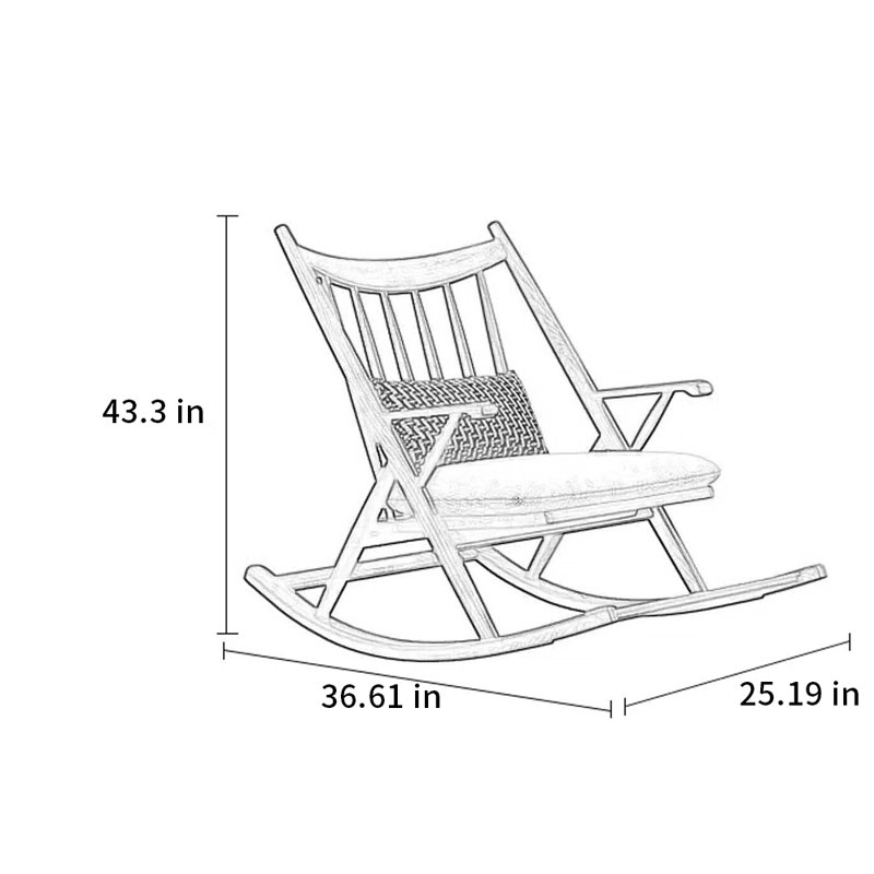 Chaise berçante en bois de frêne, Jaune