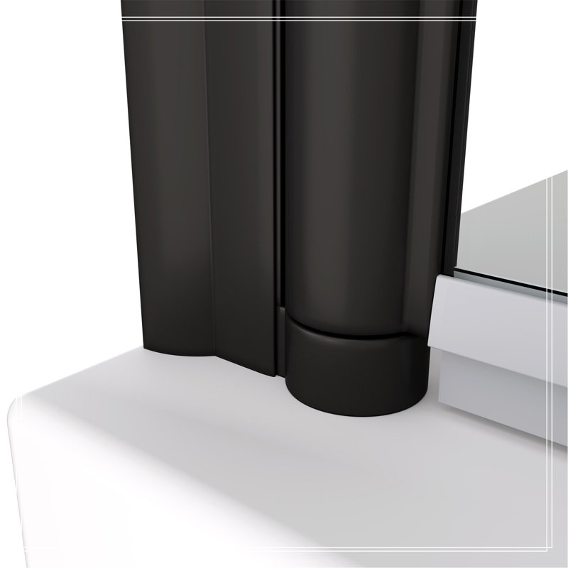 Pare-baignoire pivotant avec verre trempé de 1/4 po et barre à serviettes, Noir mat