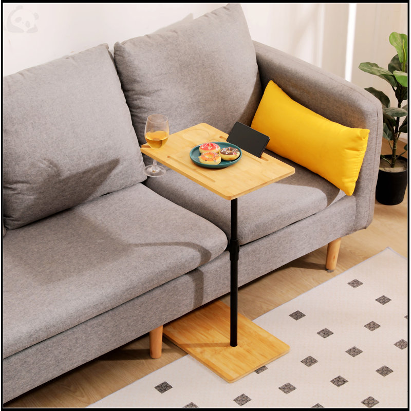 Couch Tray Table Height Adjustable C-Shaped End Table With Slots 2 Tier Sofa Side Table