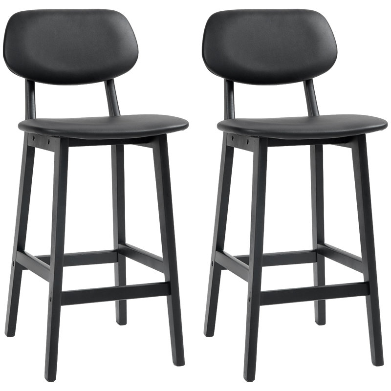 Valenza Upholstered 65cm Counter Stool with Solid Wood Frame, Black