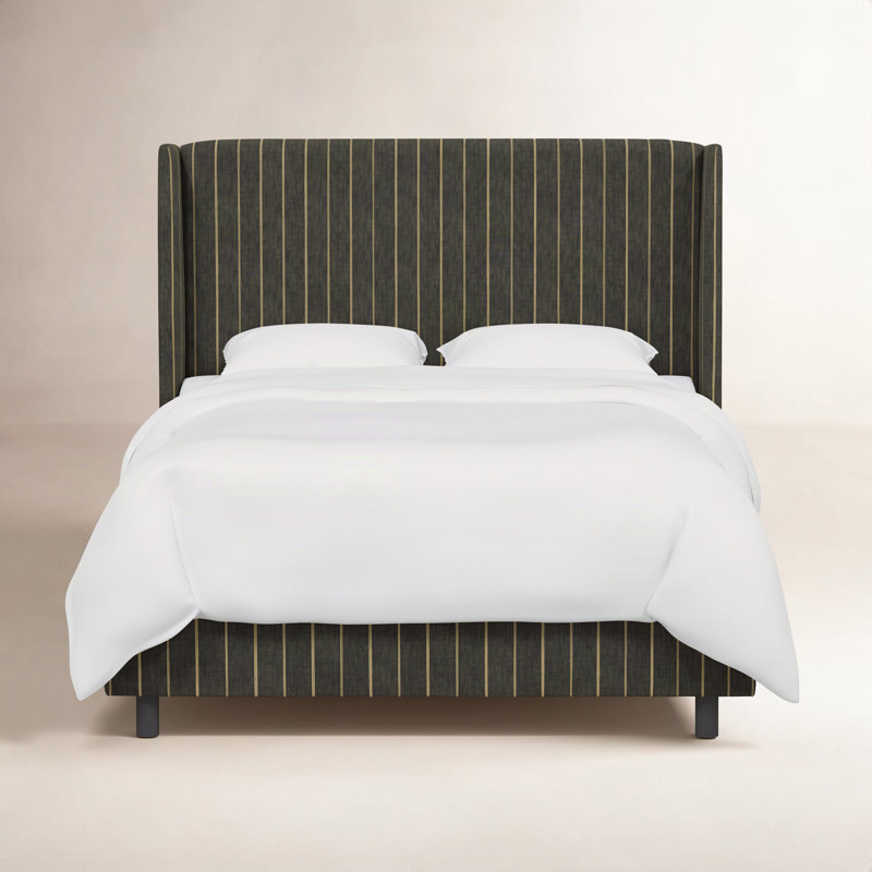 Lit tapissier Tilly, Simple, Rayures poivre Fritz